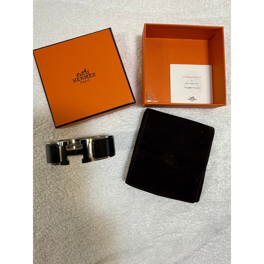 Hermes Clic Clac H Bracelet Black and Silver - Picture 6 of 10